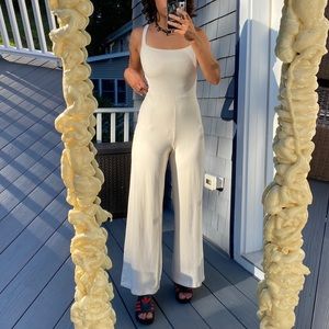 american apparel retro open back eggshell jumpsuit